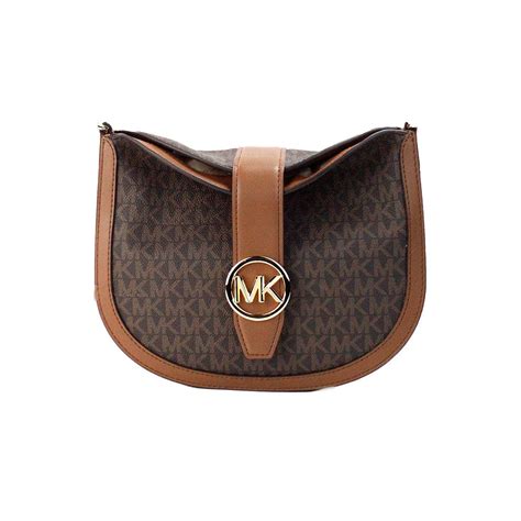 Michael Kors Gabby Small Brown Signature PVC Foldover Hobo 